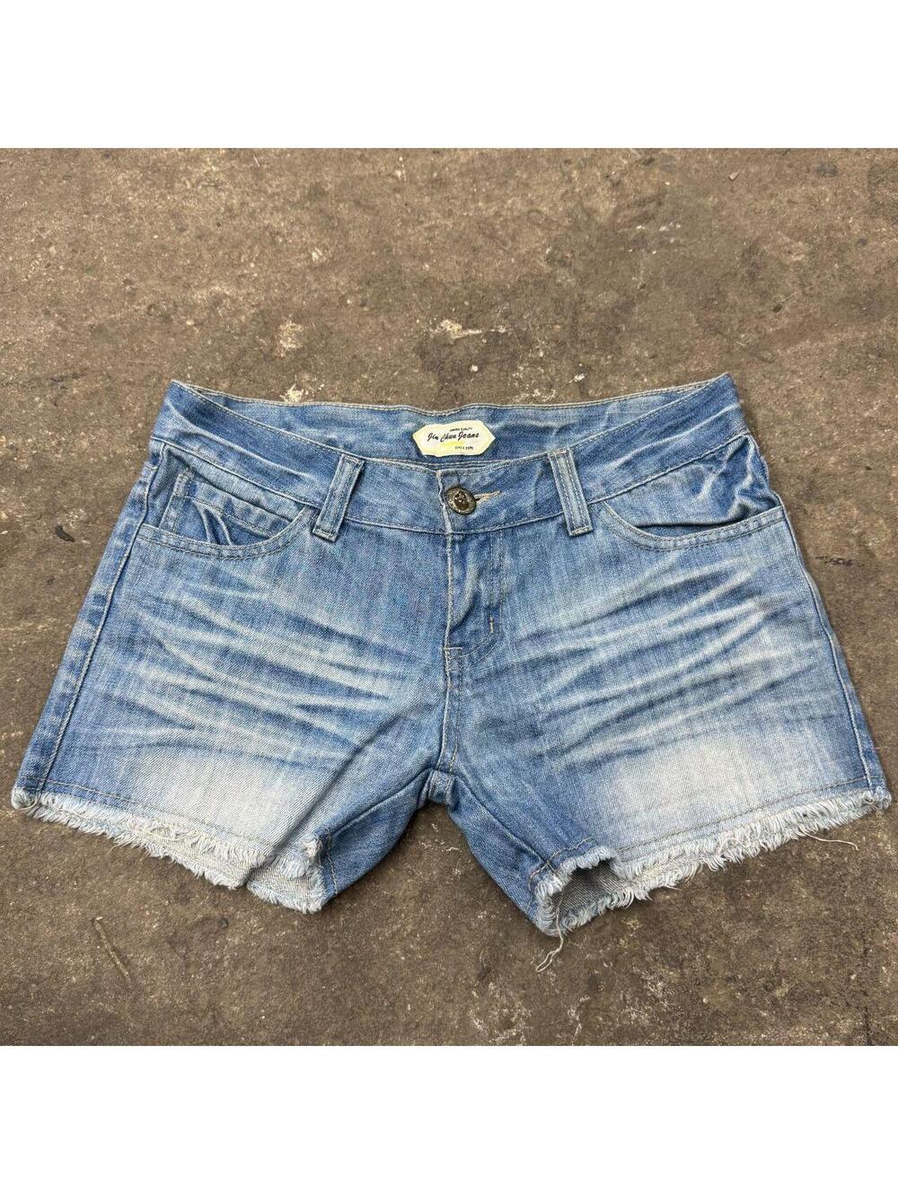 Vintage Y2K Low Rise Denim Micro Shorts Light Wash
